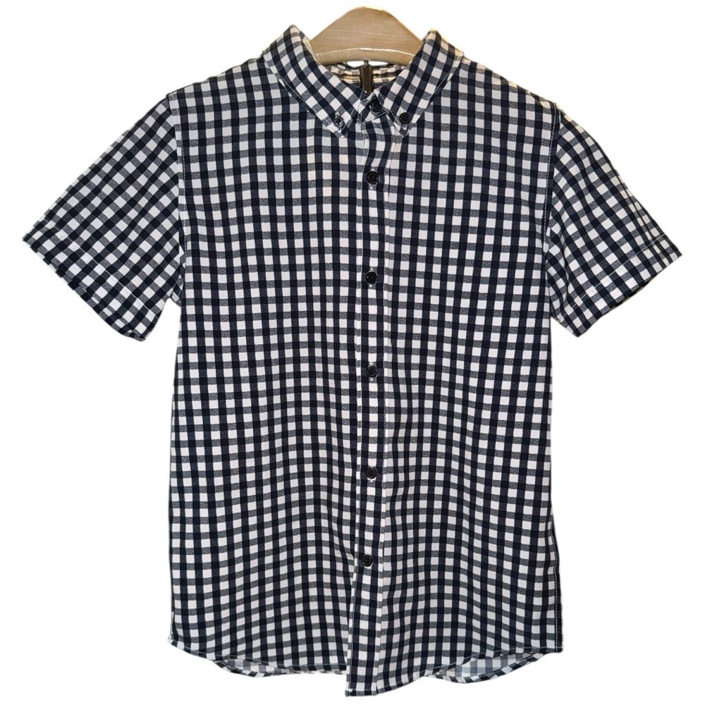 Denim & Flower Ricky Singh Boys 9/10 Gingham Button Down 8-Way Stretch